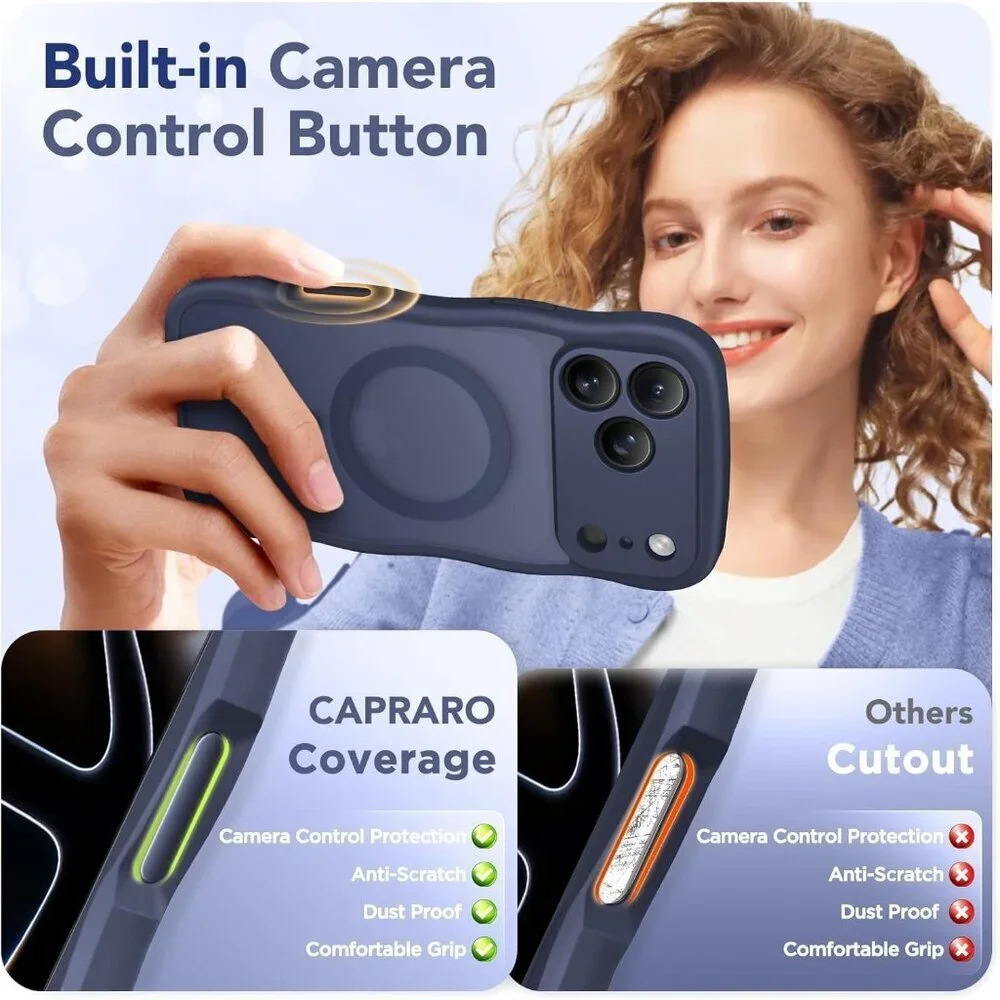 Women Dark Blue Iphone 17 Pro Max Case Full Camera Protection Mag Safe